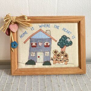 HOME Is Where The Heart Is Sunflowers Quilted Cottagecore Wall Art Picture